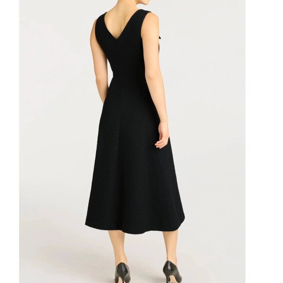 NWT Cinq a Sept Linda Buttoned Tweed Midi Dress 0/2/4 Black Noir - Picture 2 of 4